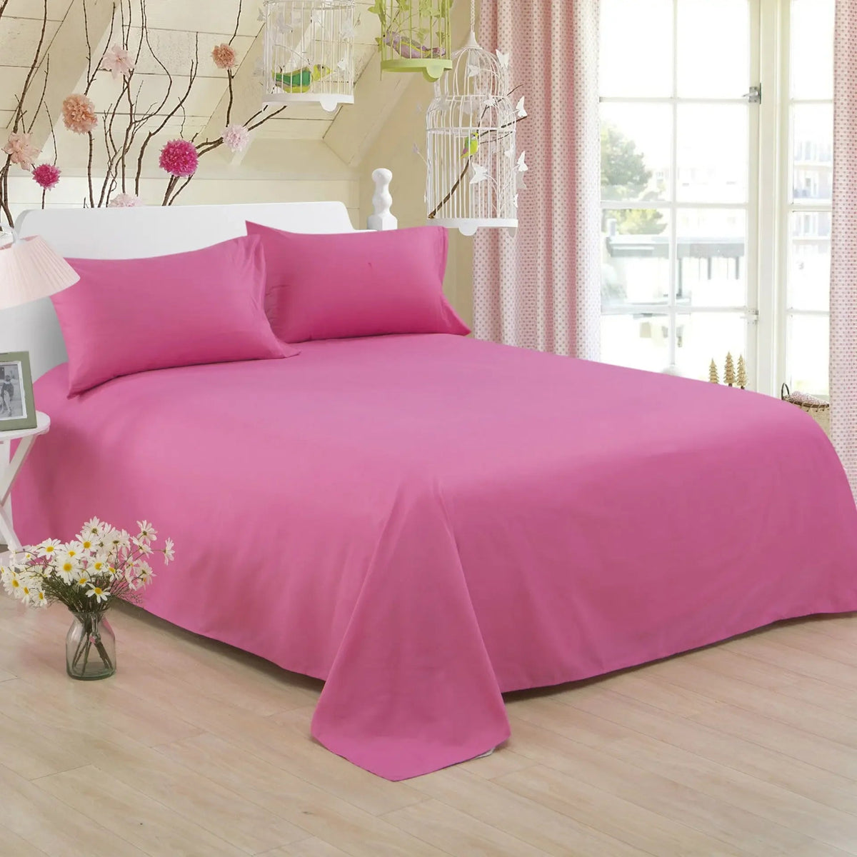 Pure Color Polyester Cotton Extra Bed Sheets Hotel Home online bedsheets Solid Color Flat Bed Sheet by CJDropshipping