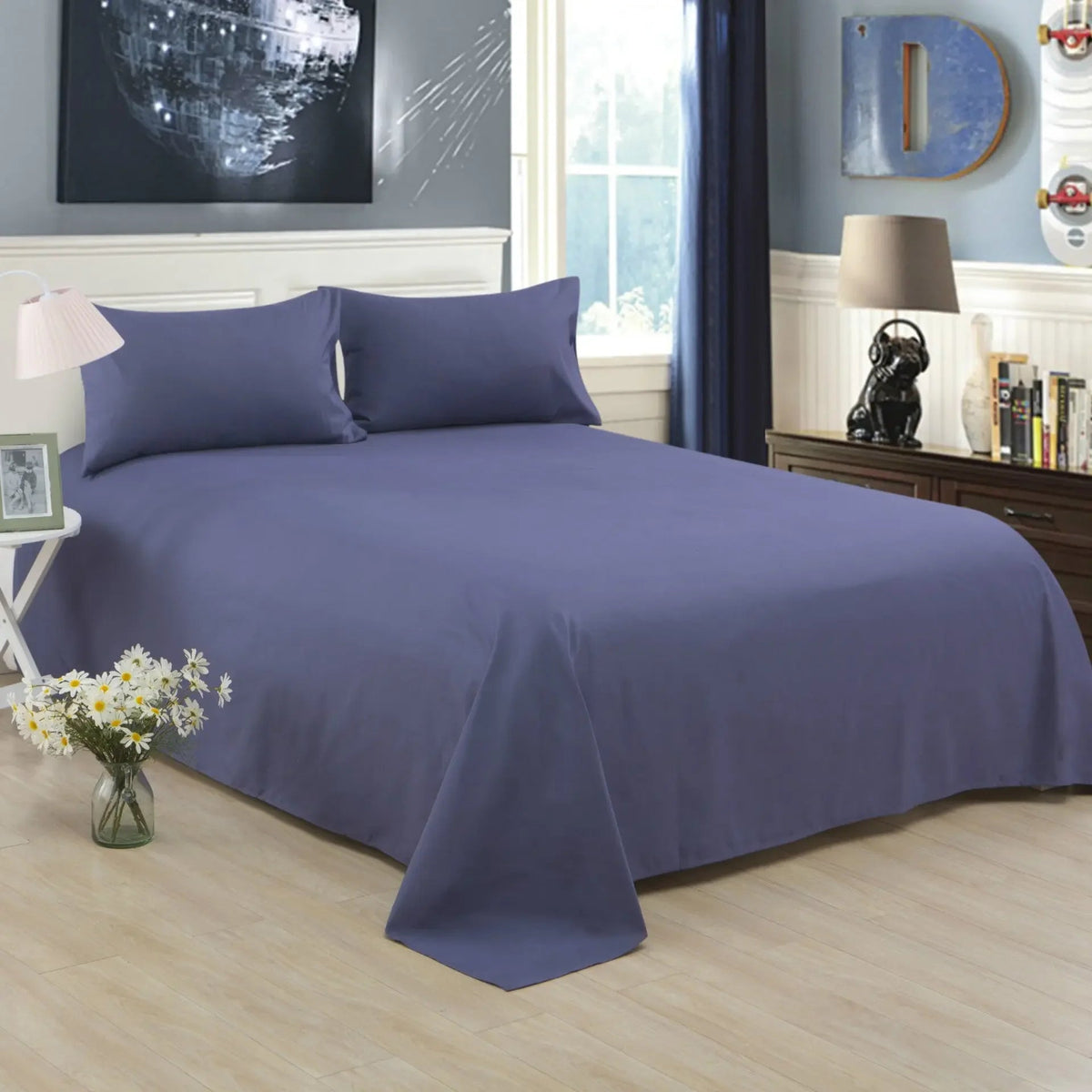 Pure Color Polyester Cotton Extra Bed Sheets Hotel Home online bedsheets Solid Color Flat Bed Sheet by CJDropshipping