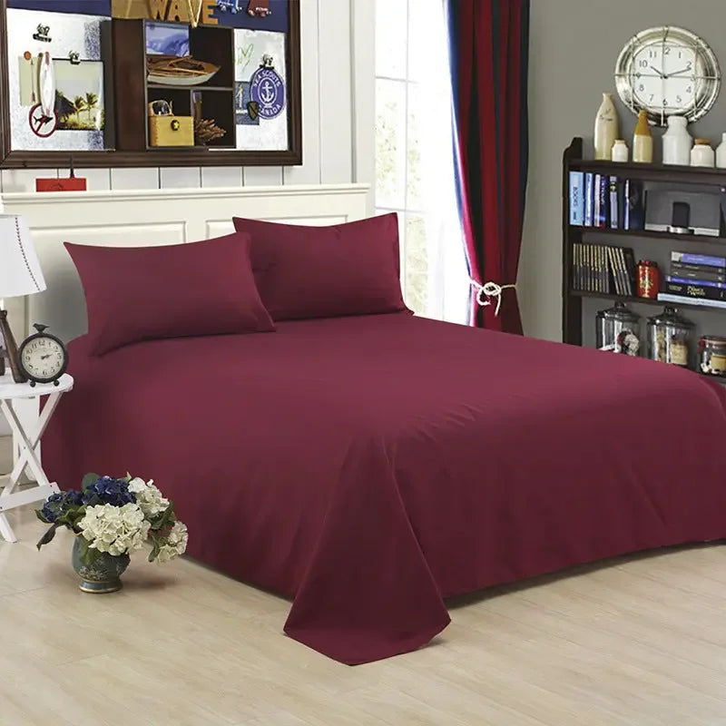 Pure Color Polyester Cotton Extra Bed Sheets Hotel Home online bedsheets Solid Color Flat Bed Sheet by CJDropshipping