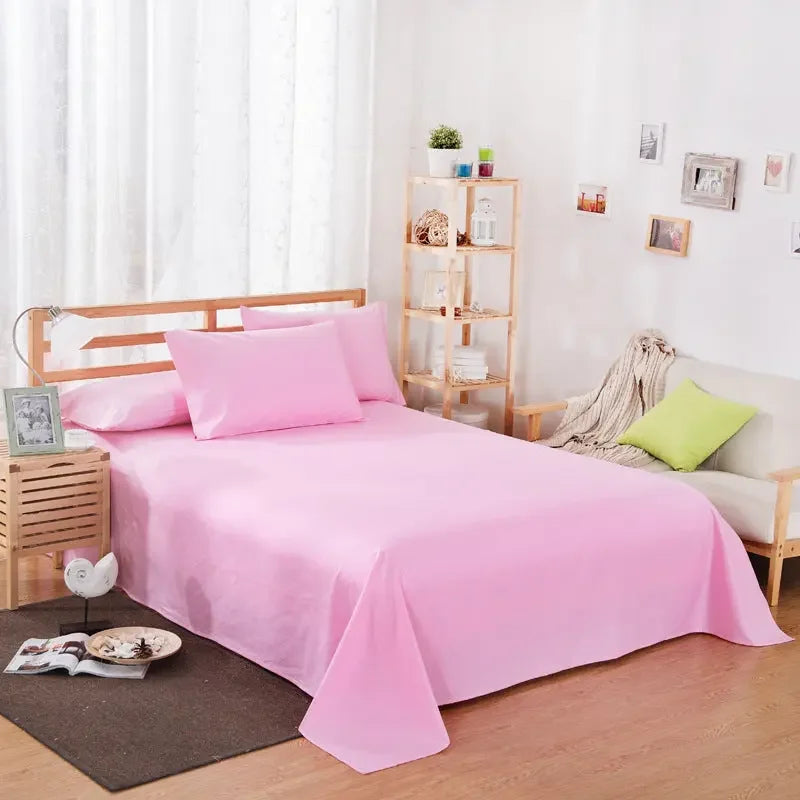 Pure Color Polyester Cotton Extra Bed Sheets Hotel Home online bedsheets Solid Color Flat Bed Sheet by CJDropshipping