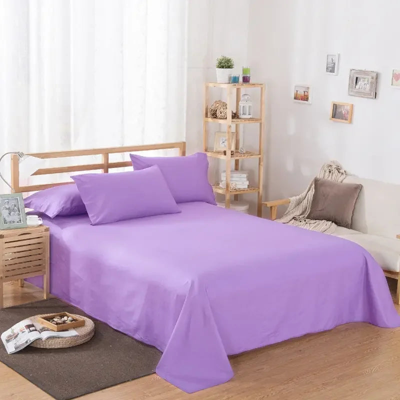 Pure Color Polyester Cotton Extra Bed Sheets Hotel Home online bedsheets Solid Color Flat Bed Sheet by CJDropshipping