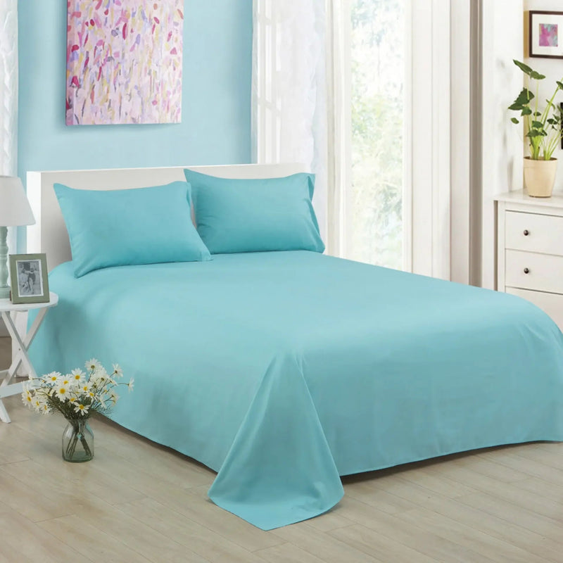 Pure Color Polyester Cotton Extra Bed Sheets Hotel Home online bedsheets Solid Color Flat Bed Sheet by CJDropshipping
