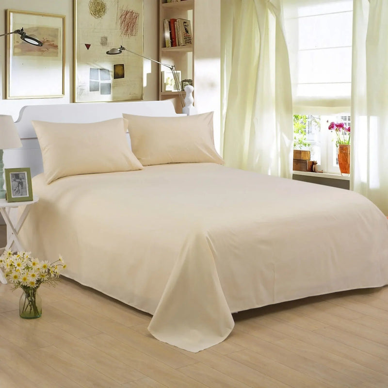Pure Color Polyester Cotton Extra Bed Sheets Hotel Home online bedsheets Solid Color Flat Bed Sheet by CJDropshipping