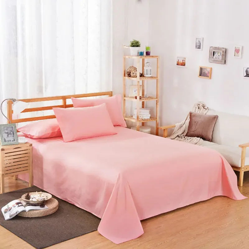 Pure Color Polyester Cotton Extra Bed Sheets Hotel Home online bedsheets Solid Color Flat Bed Sheet by CJDropshipping