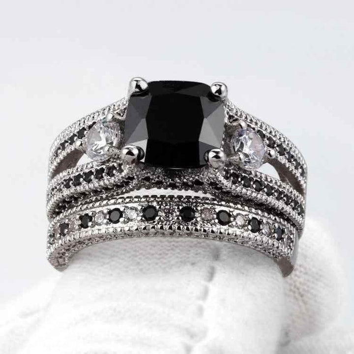 Black Zircon and Black Diamond Ring - GiFTiFY