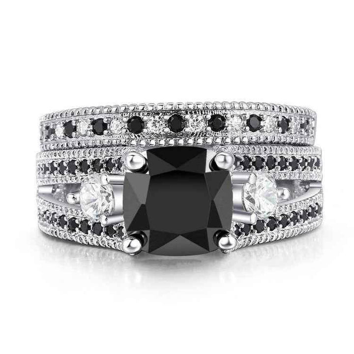 Black Zircon and Black Diamond Ring - GiFTiFY
