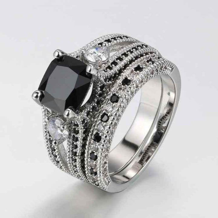 Black Zircon and Black Diamond Ring - GiFTiFY