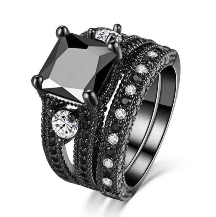 Black Zircon and Black Diamond Ring - GiFTiFY