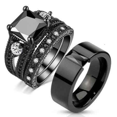 Black Zircon and Black Diamond Ring - GiFTiFY