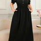 Plus Size Contrast Collar Short Sleeve Dress - GiFTiFY
