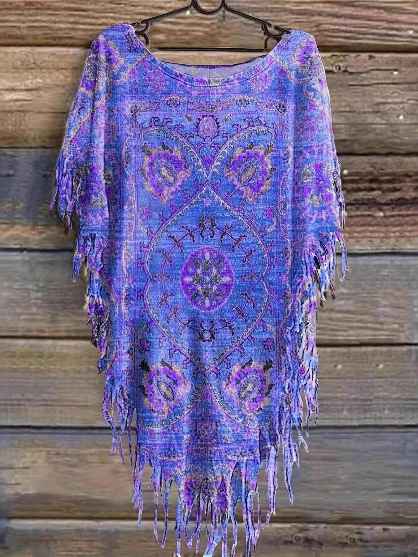 Plus Size Fringe Round Neck Cover Up - GiFTiFY