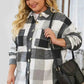 Plus Size Plaid Button Up Collared Neck Jacket - GiFTiFY