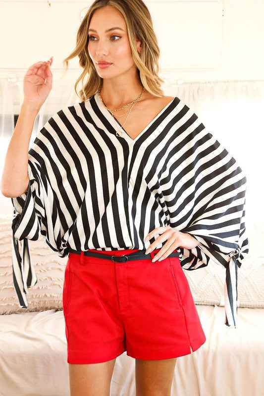 Celine Satin Tie Sleeve Blouse - GiFTiFY