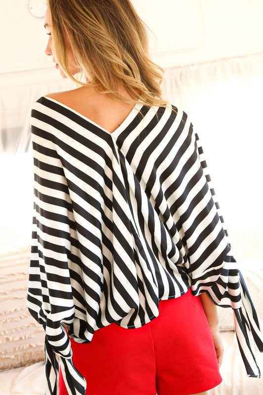 Celine Satin Tie Sleeve Blouse - GiFTiFY