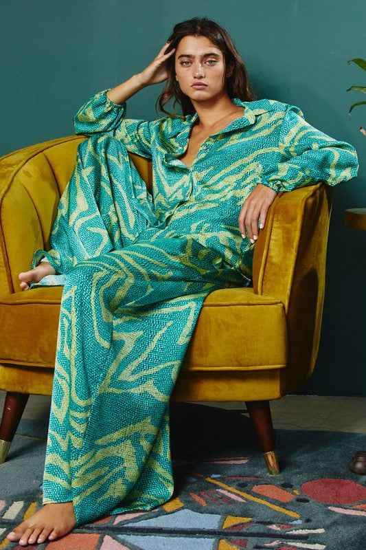 The Alma Multi Print Long Sleeve Shirt Blouse - GiFTiFY