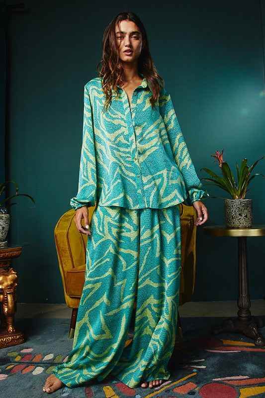 The Alma Multi Print Wide Leg Maxi Pants - GiFTiFY