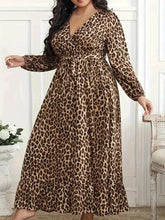 Plus Size Leopard Print Surplice Maxi Dress - GiFTiFY