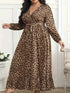 Plus Size Leopard Print Surplice Maxi Dress - GiFTiFY