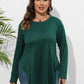 Plus Size Round Neck Long Sleeve Slit T-Shirt - GiFTiFY