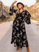 Plus Size Floral Flare Sleeve Dress - GiFTiFY