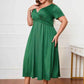 Honey Plus Size Short Sleeve Surplice Neck Midi Dress - GiFTiFY