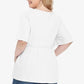 Plus Size Buttoned V-Neck Frill Trim Babydoll Blouse - GiFTiFY