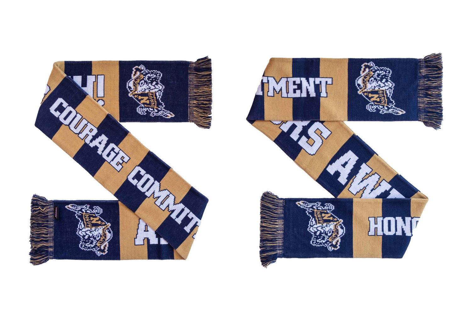 NAVY SCARF - Blue and Gold Bars