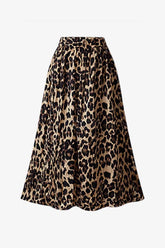 Plus Size Leopard Elastic Waist Midi Skirt - GiFTiFY