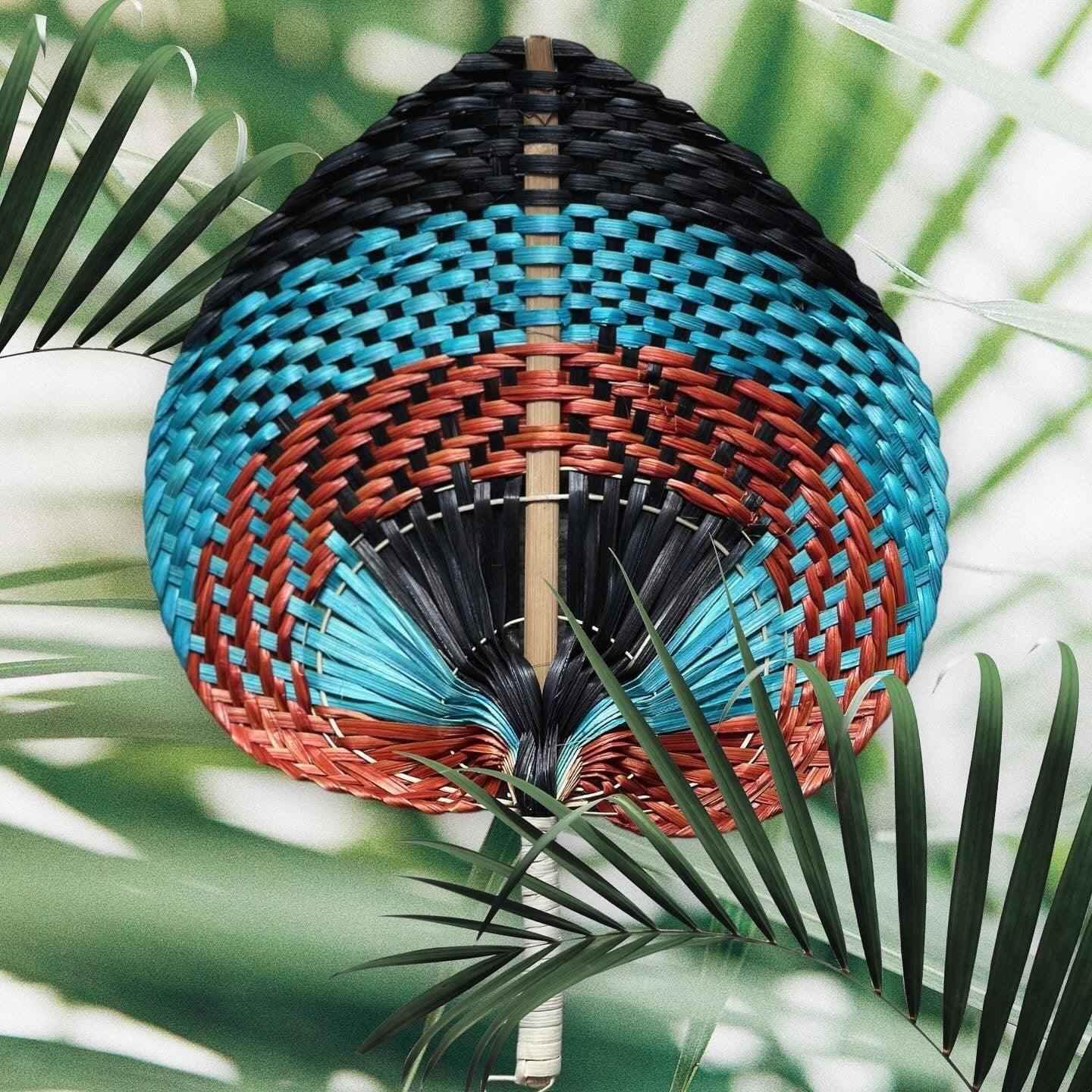 Tricolor Raffia Handmade Fan - GiFTiFY