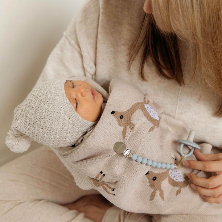 Luxury Cotton Deer Knit Swaddle Baby Blanket - GiFTiFY
