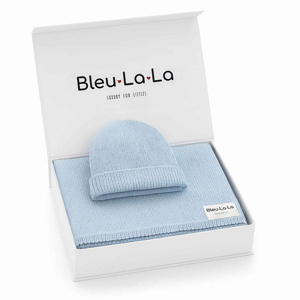 Luxe Collection 100% Organic Cotton Luxury Knit Baby Blanket + Hat Set with Gift Box - GiFTiFY
