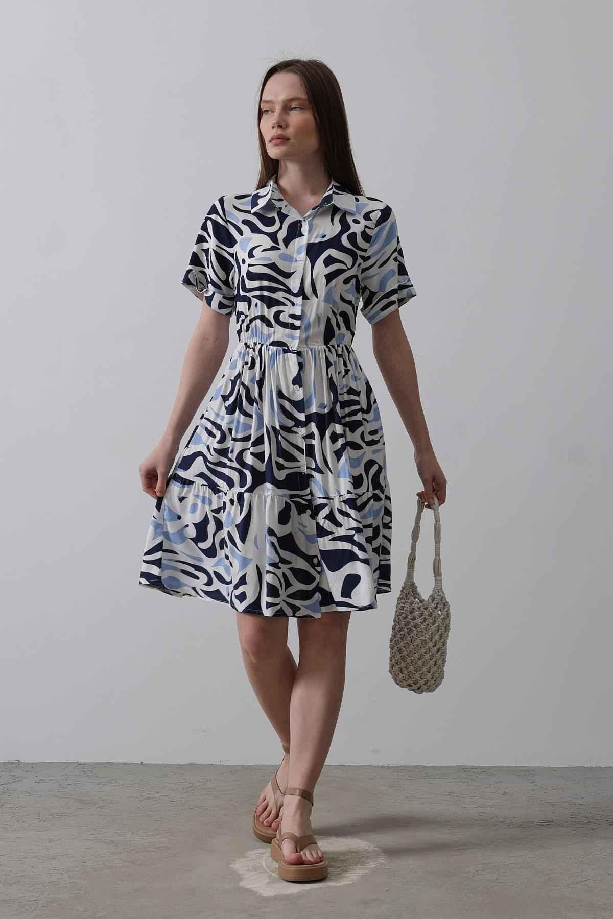 Rey Printed Dress — Multicolor Abstract