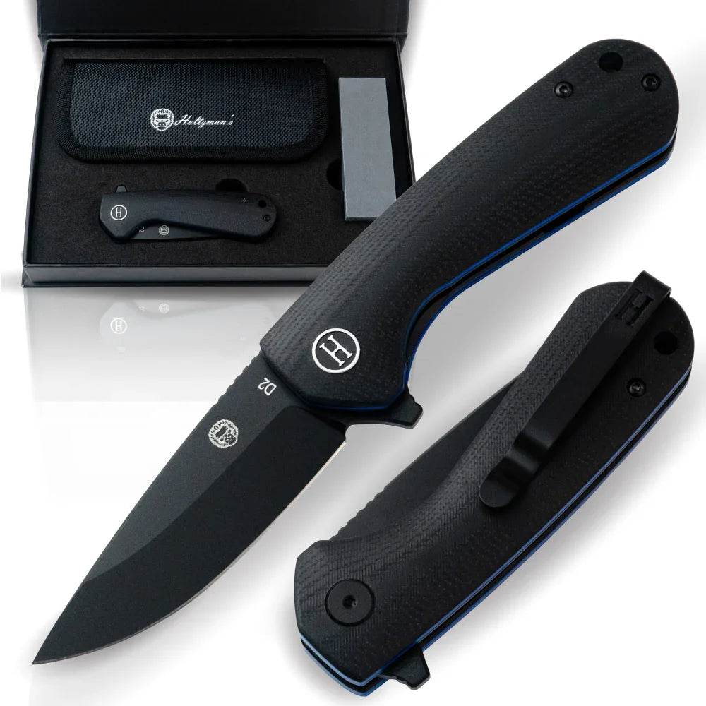 The Peasant Folding Pocket Knife Giftset for Men and Women (Black and Blue) - GiFTiFY