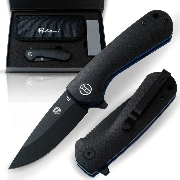 The Peasant Folding Pocket Knife Giftset for Men and Women (Black and Blue) - GiFTiFY