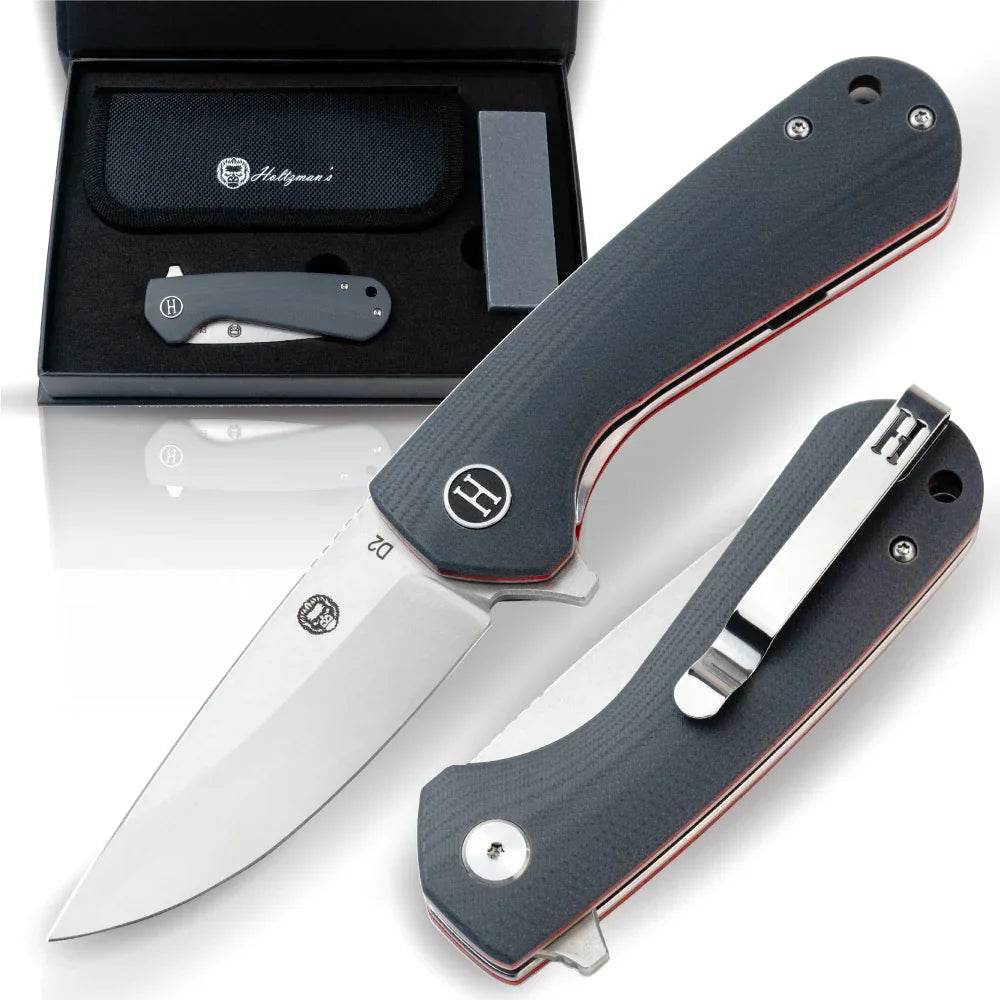 The Peasant Folding Pocket Knife Giftset for Men and Women (Red and Grey) Folding Pocket Knife by Holtzman's Gorilla Survival