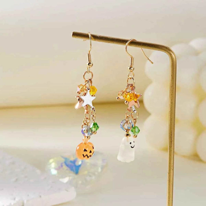 Halloween Asymmetrical Pumpkin Ghost Earrings - GiFTiFY