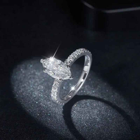 FEOBUR 2CT Marquise Moissanite Ring
