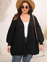 Plus Size Open Front Dropped Shoulder Knit Cardigan - GiFTiFY