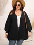 Plus Size Open Front Dropped Shoulder Knit Cardigan - GiFTiFY
