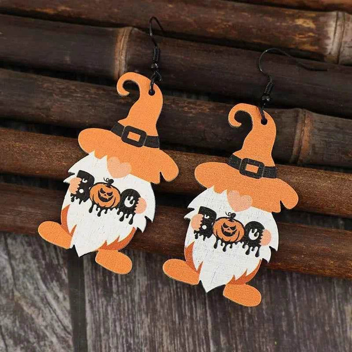 Wooden Dwarfs Pumpkin Dangle Earrings - GiFTiFY