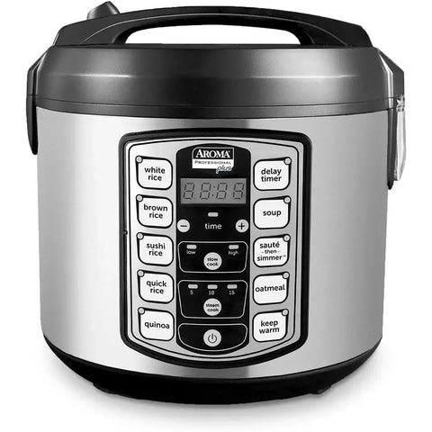 20-Cup (Cooked) / 5Qt. Digital Rice & Grain Multicooker Food Steamer Slow Grain Cooker Stainless Exterior/Nonstick Pot
