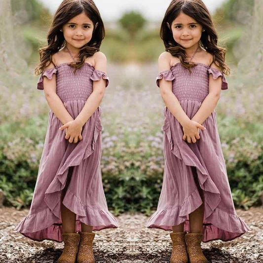 Summer Family Clothes Off Shoulder Short Sleeve Ruffle Dress - GiFTiFY