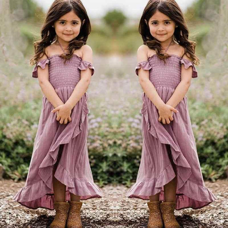 Summer Family Clothes Off Shoulder Short Sleeve Ruffle Dress - GiFTiFY