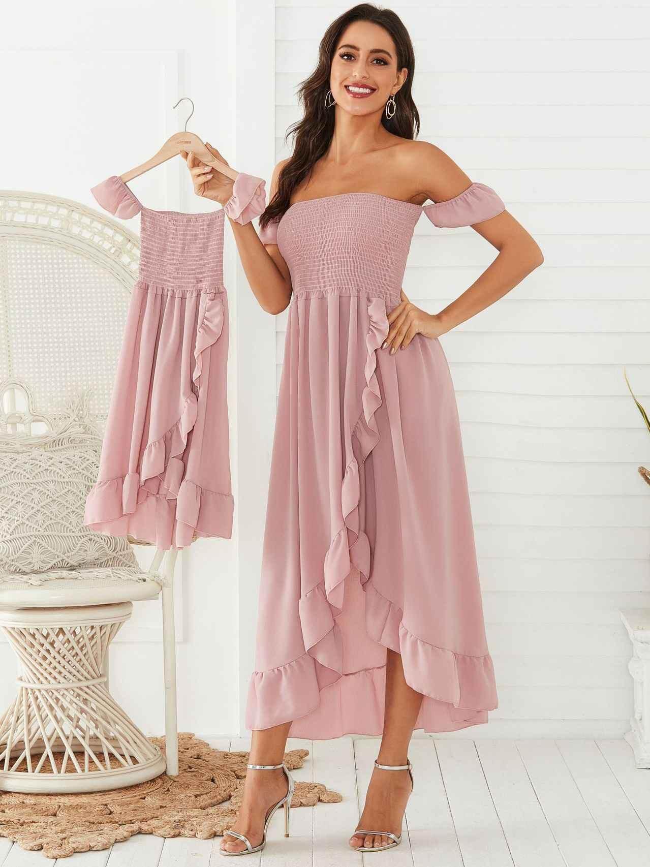 Summer Family Clothes Off Shoulder Short Sleeve Ruffle Dress - GiFTiFY