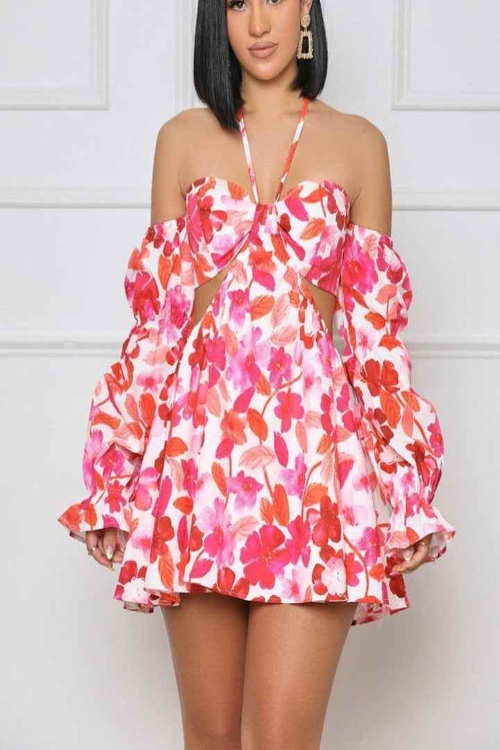 Poppy Fields Cut Out Mini Dress - GiFTiFY