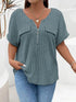 Plus Size Ribbed Half Zip Relaxed Fit T-Shirt - GiFTiFY