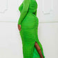Rhinestone Mesh Pleated Plus Size Maxi Dress - Green