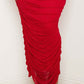 Rhinestone Mesh Pleated Plus Size Maxi Dress - Red