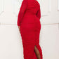 Rhinestone Mesh Pleated Plus Size Maxi Dress - Red