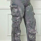 Time to Shine Grey Acid Wash High Waisted Cargo Plus Size Pants
